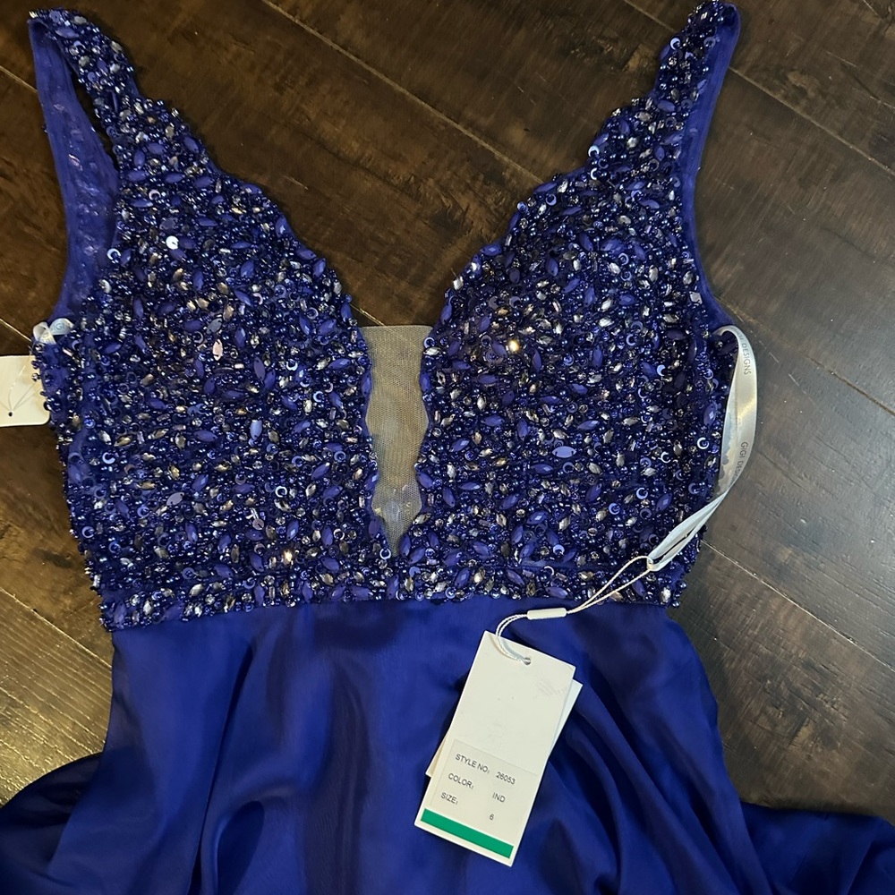 Elegant Blue Beaded Gown